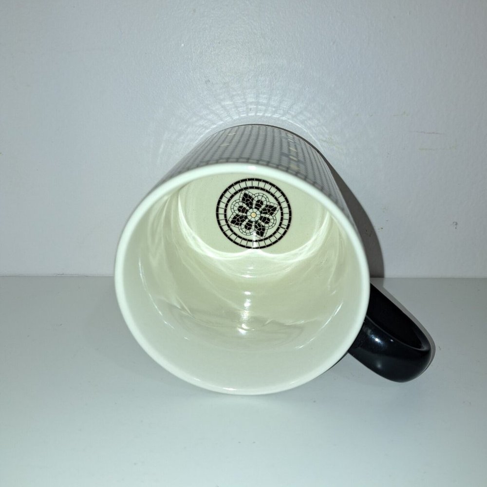 Anthropologie Tiled Letter Monogram M Coffee Tea Mug Black Metallic Gold White - Picture 3 of 4
